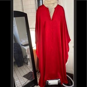 Donna Karan Red 100% Silk Charmeuse Caftan NWOT :free shipping